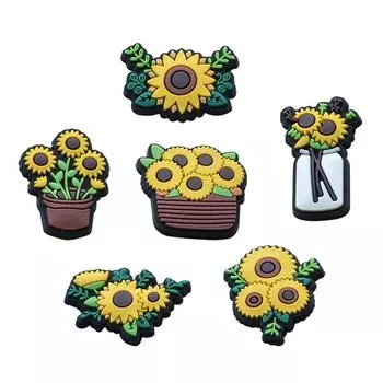 6шт Подсолнечник серии ПВХ подвески для обуви украшения для обуви аксессуары для обуви 6pcs