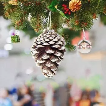 6шт Рождественская подвеска из сосновой шишки Реалистичная рождественская елка подвесное украшение для домашних фестивальных украшений белый