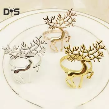 6шт рождественские салфетки кольца держатели отель свадьба стол букет декор розового золота