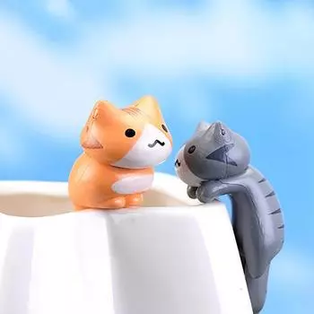 6шт садовые украшения прекрасный чудесный пластиковый мультяшный кот микропейзаж