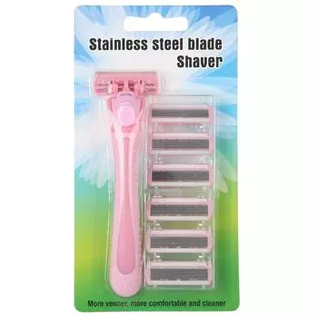 6шт шестислойные женские лезвия женский ручной эпилятор для удаления волос на теле с 1 ручкой