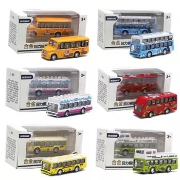 6шт школьный автобус игрушечные машинки набор литой под давлением металла маленькие машинки городской автобус двухэтажные машинки с фрикционным приводом игровые игрушки автомобиль,открывающиеся двери образование оптом Size:12.5*5.5*6.5cm,6Pcs