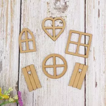 6шт сказочная дверь деревянные садовые двери ремесло мини-окно сказочный дом Diy комплект