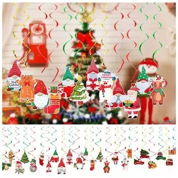 6шт Снеговик Потолочные Подвесные Украшения Лось Рождественские Спиральные Гирлянды Рождественский Спиральный Кулон Рождество 4