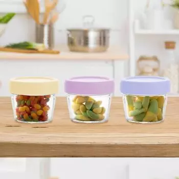 6шт стеклянные контейнеры для хранения пищевых продуктов с крышками 120 мл герметичные герметичные многоразовые измерительные линии без бисфенола А банки для пищевых продуктов для приготовления пищи, закуски, пюре 6pcs