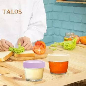 6шт стеклянные контейнеры для хранения пищевых продуктов с крышками 120 мл герметичные герметичные многоразовые измерительные линии без бисфенола А банки для пищевых продуктов для приготовления пищи, закуски, пюре 6pcs