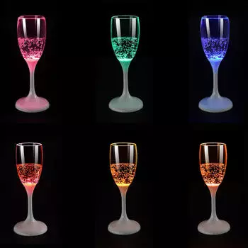 6шт светодиодные бокалы для шампанского, посуда для напитков, подарки, мигающие кружки для напитков, активированный жидкостью коктейль