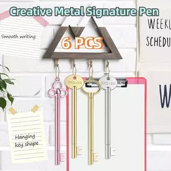 6шт Винтажная ручка-ключ, Милая новинка ручка, Черная ручка-ключ с тонким наконечником, Забавная ручка Kawaii Декоративная ручка Офисная школьная канцелярия Рисование Письмо 6PCS