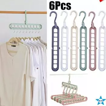 6шт вешалка для одежды 9 отверстий крючок для полотенец шкаф-органайзер пластиковая стойка для хранения Random 1 pcs