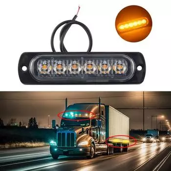 6SMD 12V24VTruck LED Постоянный предупреждающий свет Боковой габаритный фонарь Решетка Световая панель Автомобильный маячок Индикаторы Световая лампа Желтый дорожный светодиодный фонарь белый