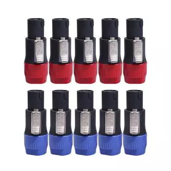 6UK 10 шт. NL4FC разъемы для динамиков 4-контактный штекер аудио Ом штекер (5x Синий+5x Красный)