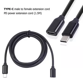 6UK 1,5 м USB C удлинительный кабель тип C папа-мама PD зарядный удлинитель шнур
