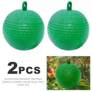 6UK Ball Fruit Fly Catcher 8cm Sticky Trap for Catching Fruit Insects (Green)
