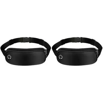 6UK Waist Belt Bag Dual-Layer Marathon Jogging Cycling Bag Breathable (Black)
