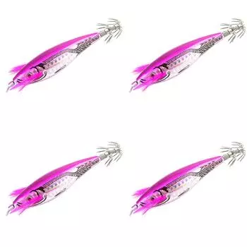 6UK Wood Shrimp Squid Lure 7 см 3D Eyes с крючками Приманка для любителей рыбалки (Роза