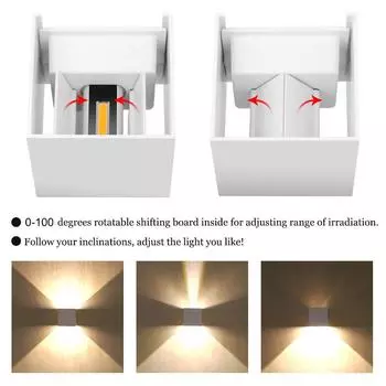 6W/12W LED Wall Light Outdoor Waterproof IP65 Garden Yard Wall Lamp Indoor Bedside Decoration Lighting Aluminium AC110V 220V Warm White 3000K