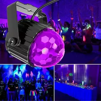 6W UV Starry Sky Projector Ultraviolet BlackLight Crystal Magic Ball Stage Light Glow in the Dark for Halloween Xmas Dance DJ EU Plug
