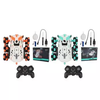 6WD Drift Stunt RC Cars Двухсторонний радиоуправляемый трюк-внедорожник со светом и музыкальным спреем Детская игрушечная машинка F Orange