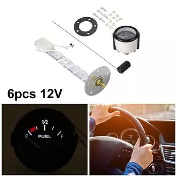 6x2 52 мм Универсальный автомобильный измеритель уровня топлива с датчиком топлива E-1/2-F указатель чёрный/серебряный