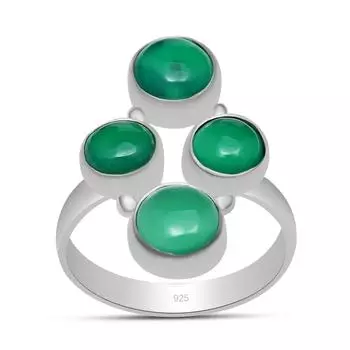 6X6 мм натуральный зеленый оникс драгоценный камень стерлингового серебра 925 пробы ручной работы круглой формы драгоценный камень кольцо для женщин и девочек 5 зелёный