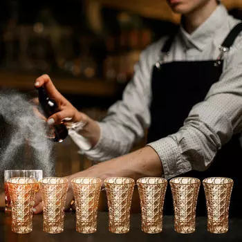 6x бокалов для вина без ножки, прозрачная стеклянная посуда, элегантная креативная чашка для напитков, питьевая для бара