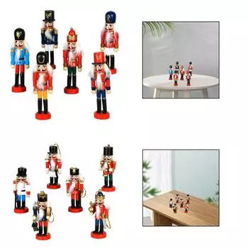 6x Деревянные фигурки Щелкунчика, рождественские подвесные украшения для камина и спальни