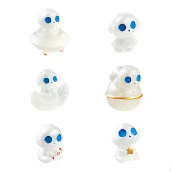 6x Светящиеся в темноте фигурки эльфов из дерева, фигурки пришельцев, миниатюры, фигурки призраков, мини-эльфы, сад фей