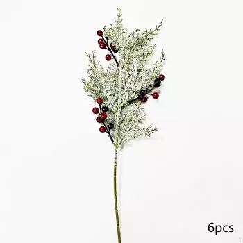 6x искусственных цветочных иголок, веток, рождественских украшений, зелени для вечеринки