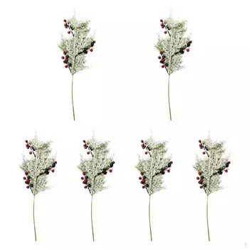 6x искусственных цветочных веток, украшение на рождественскую елку, зелень для гирлянд и декора
