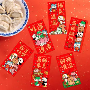 6x Китайский Год Красные Конверты Змея Счастливый Деньги Пакеты Хунбао для Дома