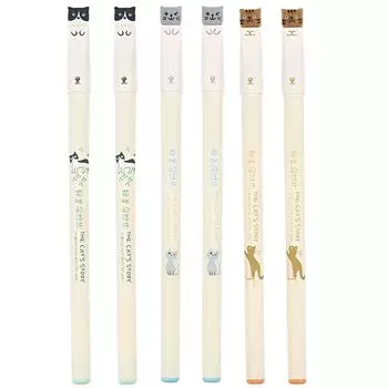 6X Симпатичные ручки-кошки, пишущие принадлежности, канцелярские принадлежности для студентов, долговечные офисные принадлежности, школьные принадлежности, экономящие место гелевые ручки