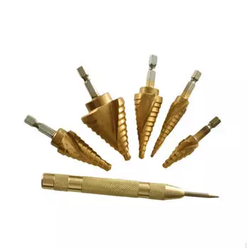 6x Титановое покрытие Ступенчатые сверла Фреза для металлообработки Алюминий