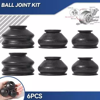 6x универсальные поворотные стержни с шаровым шарниром, резиновый пыльник, сменный защитный чехол для рычага управления, аксессуары для рулевого управления подвески автомобиля чёрный