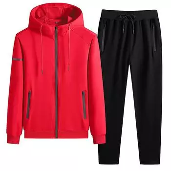 6XL куртка+брюки 2 предмета мужской весенне-осенний спортивный костюм комплекты черный красный серый комплекты толстовки повседневные с капюшоном толстовки+брюки 6XL чёрный