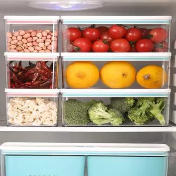 700 мл/1100 мл/1500 мл/2300 мл контейнер для хранения с крышкой большой емкости пластиковый пищевой контейнер для еды аксессуары для холодильника 2300ML розовый