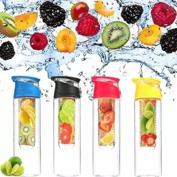 700 мл/800 мл BPA Free Fruit Infuser Бутылка для воды Шейкер для сока Спортивная бутылка для лимонной воды Фитнес Спортивные бутылки для фруктов 700ml чёрный