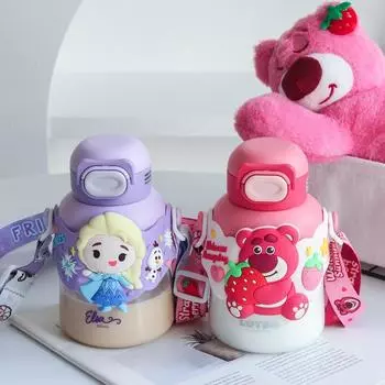 700 мл бутылка для воды, чашка для воды с клубничным медведем, студентка, пластиковая чашка для воды с крышкой и соломенной чашкой, детская подарочная чашка