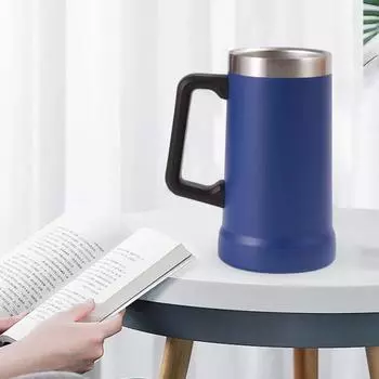 700 мл пивная кружка с двойной изоляцией из нержавеющей стали, кофейная кружка, термостакан для горячих холодных напитков, большая ручка, небьющаяся чашка для питья для приключений белый