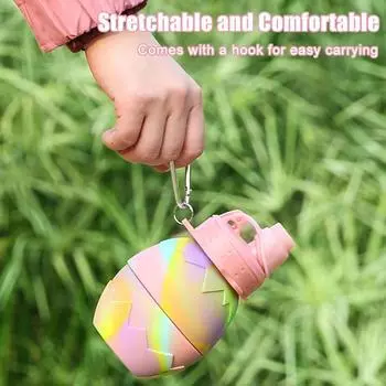 700 мл Силиконовый складной камуфляжный чайник, уличный выдвижной пасхальный чайник в форме яичной скорлупы, складная бутылка для воды, спортивный чайник розовый