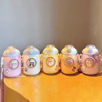 700 мл термокружка с соломинкой для подвешивания на веревке, большая емкость, герметичная микроландшафтная капсула для детей 700ML коричневый