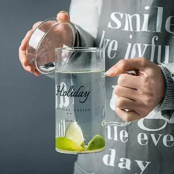 700ml Glass Mug Coffee Milk Cup Transparent Glass Cup With Lid Tumbler with Handle Breakfast Cold Drink Drinkware Household Gift 700ml