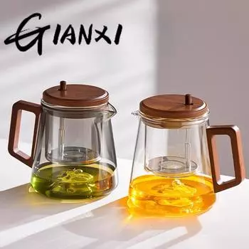 700 мл One-Key Tea Separation Guanshan Glass Tea Cup Большая емкость Орех Анти-Handle Чайный набор Kung Fu 700ml