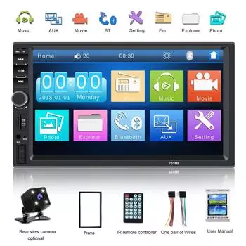 7018b Радио 2 Din Автомобильный магнитофон Coche Recorder Player Hd 7 дюймов; Автомагнитола 2din Ото Тейплери Сенсорный Экран Авто Аудио Стерео Mp5 Bluetooth 7018B+