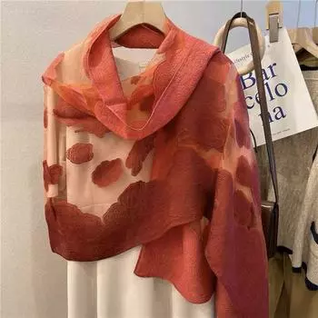 70*180 см градуированные цветные прозрачные ажурные цветочные органзовые шарфы/шали/хиджабы для женщин 180*70cm красный