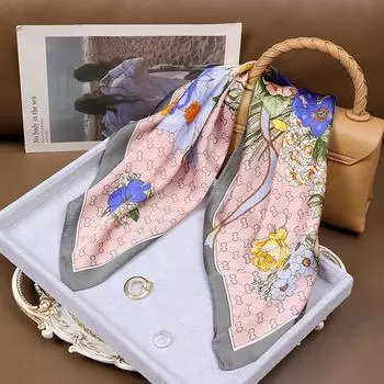 70 * 70 см квадратный шарф Four Seasons, большой цветок, универсальный профессиональный наряд, шарф с женскими аксессуарами, многофункциональная защита шеи 70*70cm