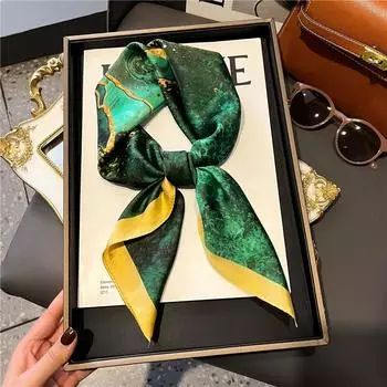 70*70 см шелковая шаль квадратный напечатанный шарф женский атласный ободок для волос мягкий шейный платок бандана фуляр 70*70cm