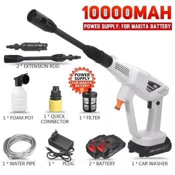 70 бар, беспроводная мойка высокого давления, 10000 мАч, распылители, водяные пистолеты, генератор пены, насадка для аккумулятора 18 В 1 X Battery