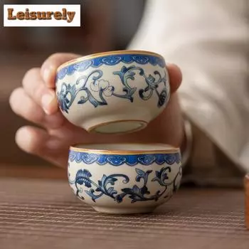 70 мл китайская сине-белая керамическая чашка для чая бежевая фарфоровая чашка для медитации Ru Kiln маленькая дегустационная чашка Master Cup эмалированная цветная чайная чаша