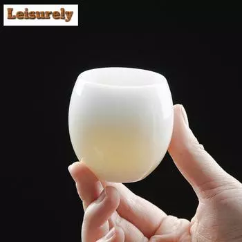 70 мл ледяной семена овечьего жира нефрит белый фарфор чашка для чая яйцевидной формы мастер чашка персональная чаша кружки Chazhan кунг-фу чайный сервиз подарок