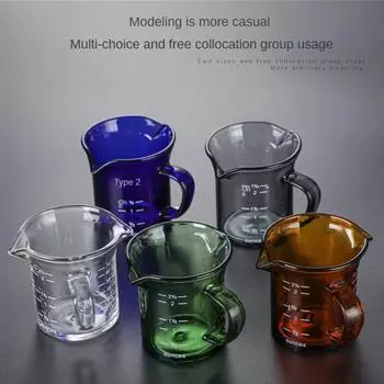 70 мл термостойкий стеклянный мерный стакан для эспрессо, стеклянный кувшин для молока с одним или двумя горлышками и ручкой, стеклянные мерные кружки со шкалой